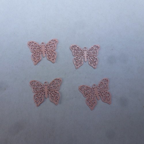 Pendentif papillons en filigrane rose tendre (x2)