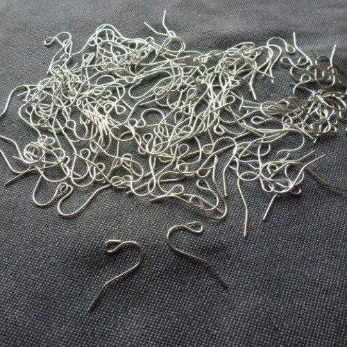 100 crochets a boucles d'oreilles argenté 17x12mm (x100)