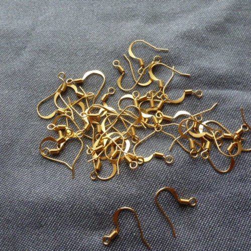 10 crochets a boucles d'oreilles doré 15mm (x10)