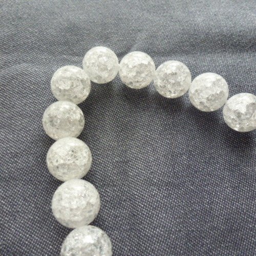 Perle de verre craquelé 12mm (x1)