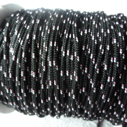 Cordon "bungee" tricolor noir 2mm (x1m)