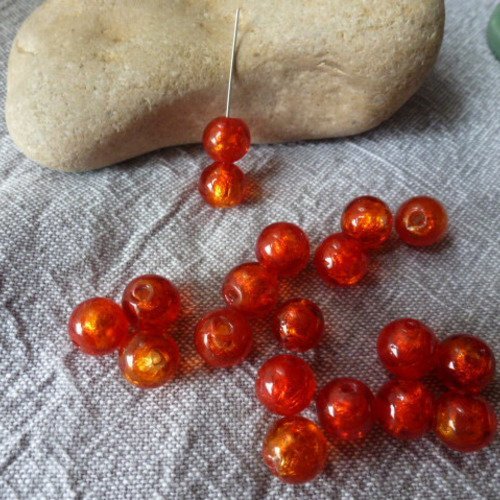 Perle de verre façon murano orange 10mm (x1)