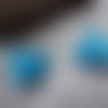 Pompons franges bleu , bronze 25x10mm (x2)