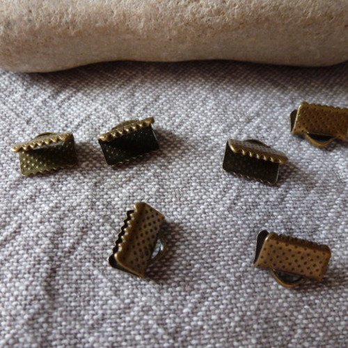 6 fermoirs embouts griffes bronze 10mm  x 8mm (x6)