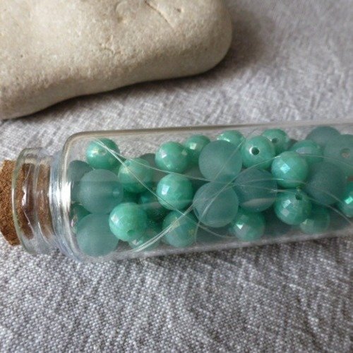 Fiole de perles plastique bleu (x1)