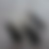 pompon frange en suedine  noir et argent 44x7mm (x1)