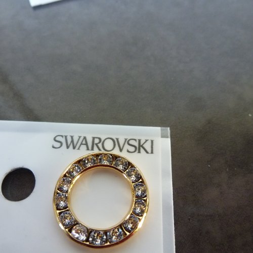 Connecteur rond swarovski crystal &doré 15mm (x1)