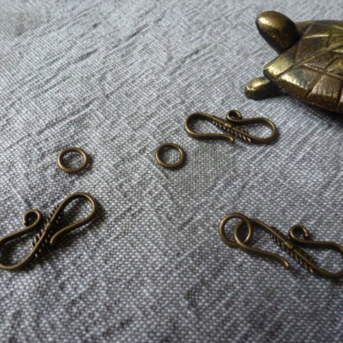 Fermoirs crochet et son anneau bronze 24mm x 7mm (x1)
