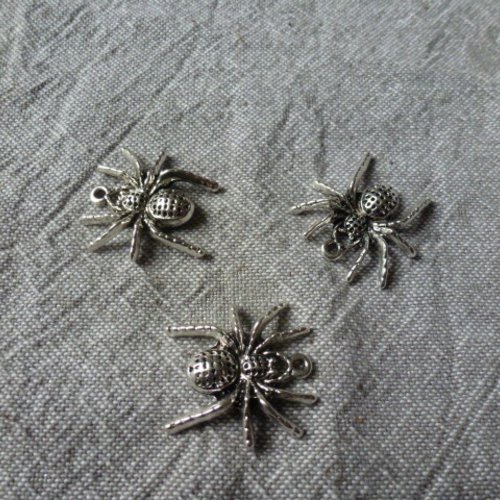 Breloque araignée argenté 25mm x 25mm (x1)