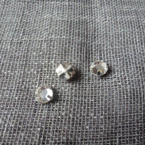Perle strass sur griffe 6mm argenté transparent (x1)