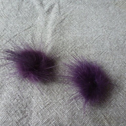 Pompons fourrure  synthétique  violet 27mm (x1)