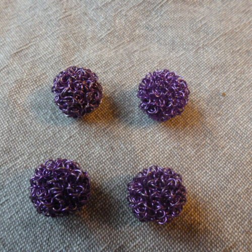 Perles en metal ronde fil de fer violet 16mm (x1)