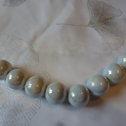 Grosse perle en céramique ronde  blanc grité 22mm (x1)