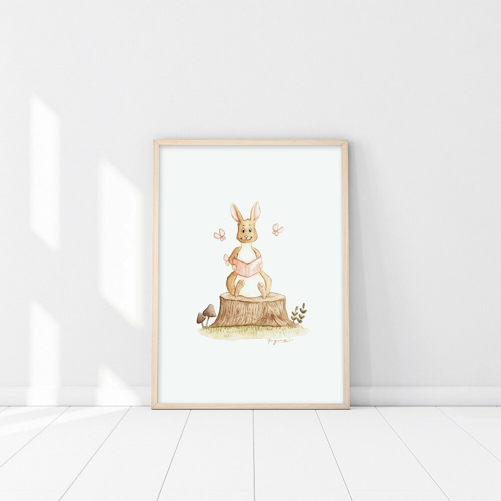 Affiche Enfant Aquarelle Lapin Decoration Murale Chambre Enfant Bebe Nouveau Ne Illustration Poster Animaux Foret Un Grand Marche