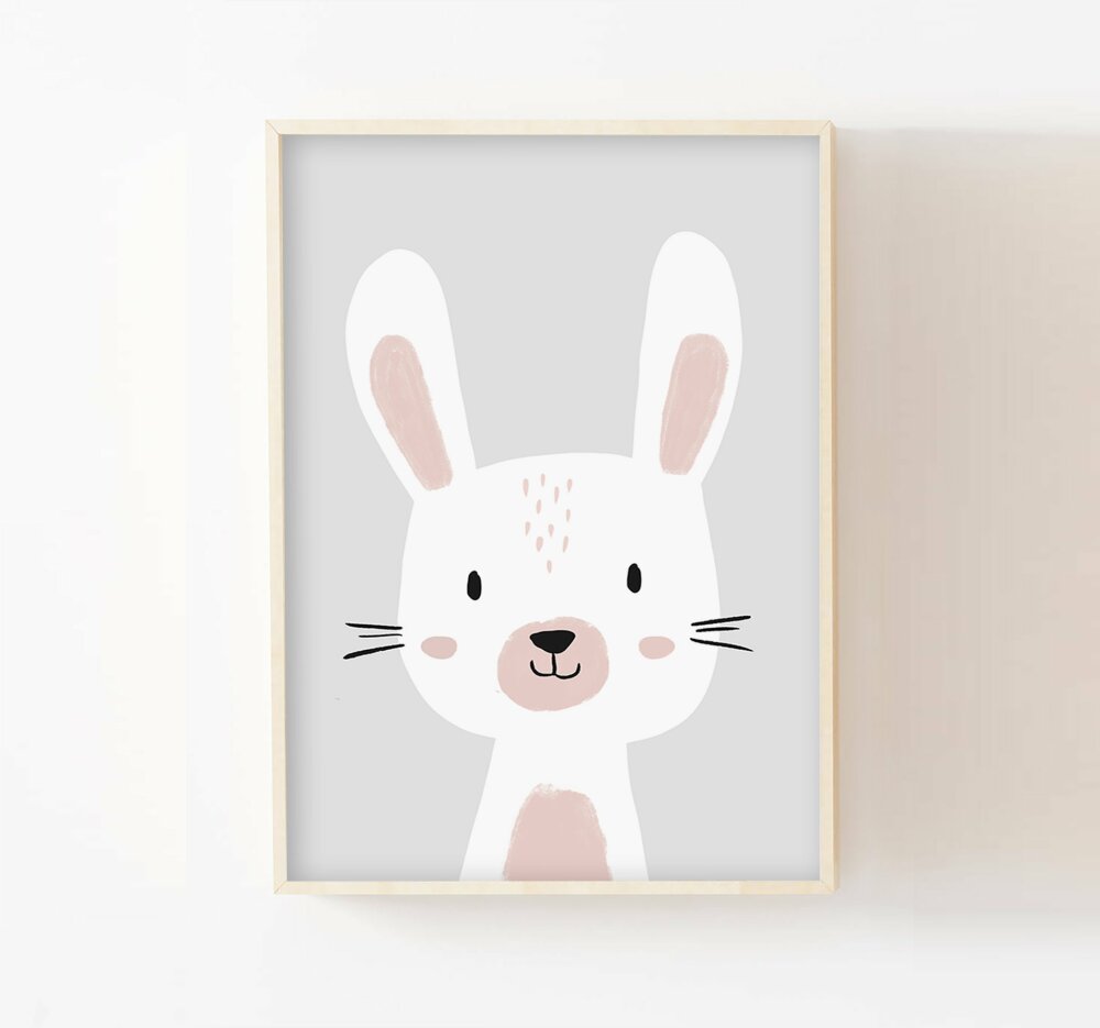 Affiche Enfant Lapin A3 Cadeau Naissance Chambre Enfant Bebe Fille Affiche Decorative Murale Animaux Couleurs Pastel Un Grand Marche