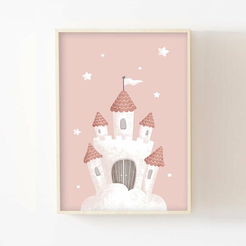 Affiche Bebe Enfant Princesse A3 Chateau Decoration Chambre Fille Cadeau Naissance Poster Enfant Conte Feerique Etoiles Rose Un Grand Marche
