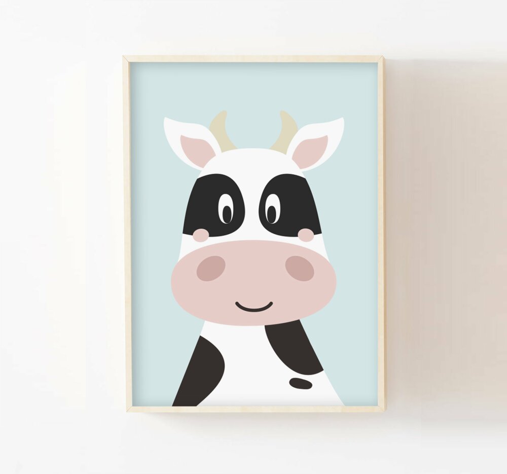 Poster Vache Personnalise Enfant Cadeau Naissance Chambre Bebe Decoration Fille Garcon Puericulture Affiche Decorative Un Grand Marche