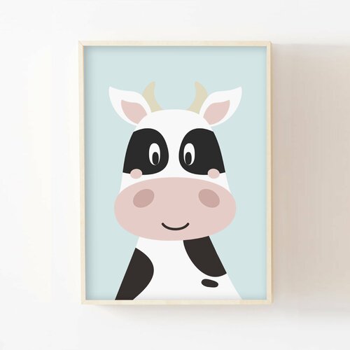 Poster Vache Personnalise Enfant Cadeau Naissance Chambre Bebe Decoration Fille Garcon Puericulture Affiche Decorative Un Grand Marche