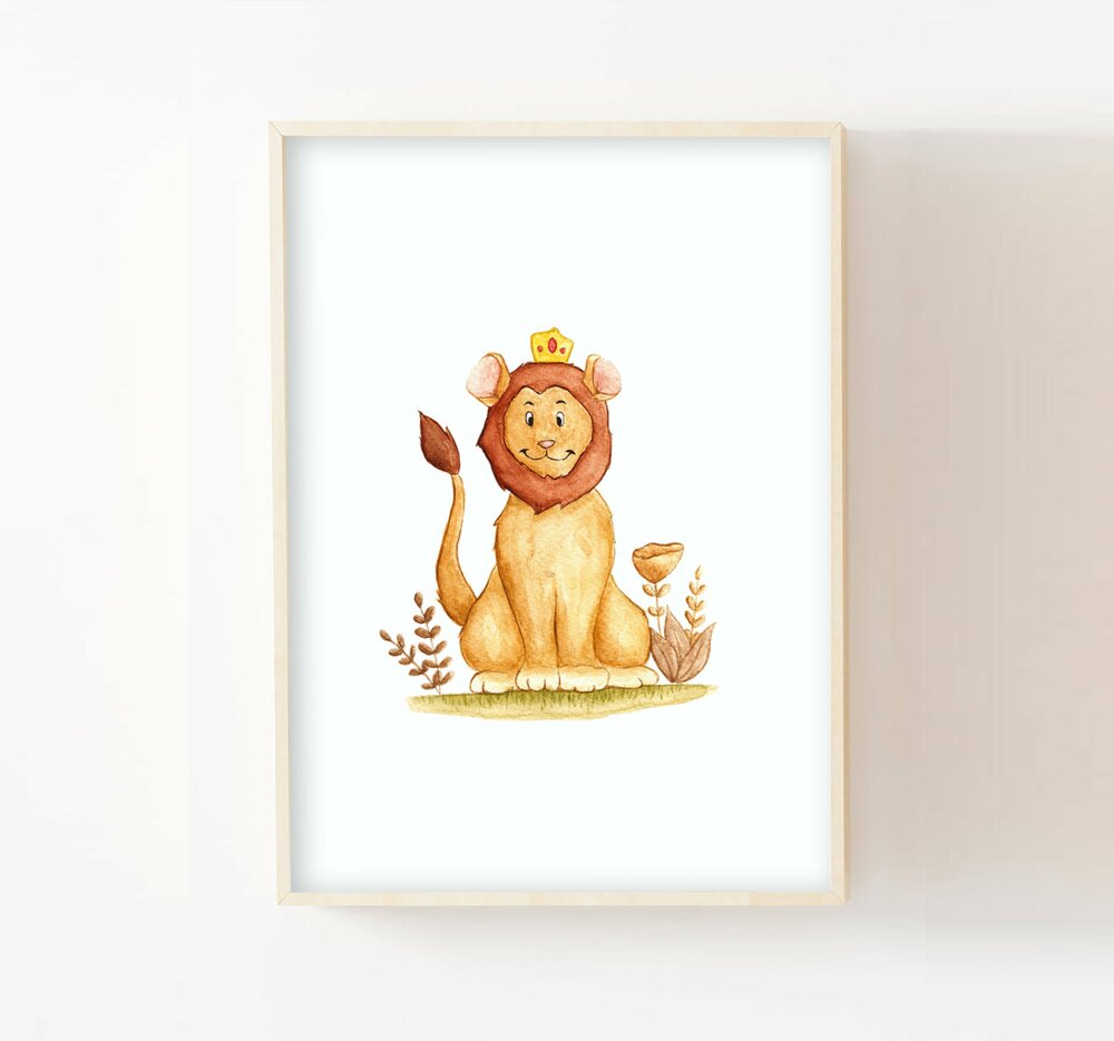 Affiche Enfant Aquarelle Roi Lion Decoration Murale Tableau Chambre Enfant Bebe Impression Poster Animaux Illustration Murale Un Grand Marche