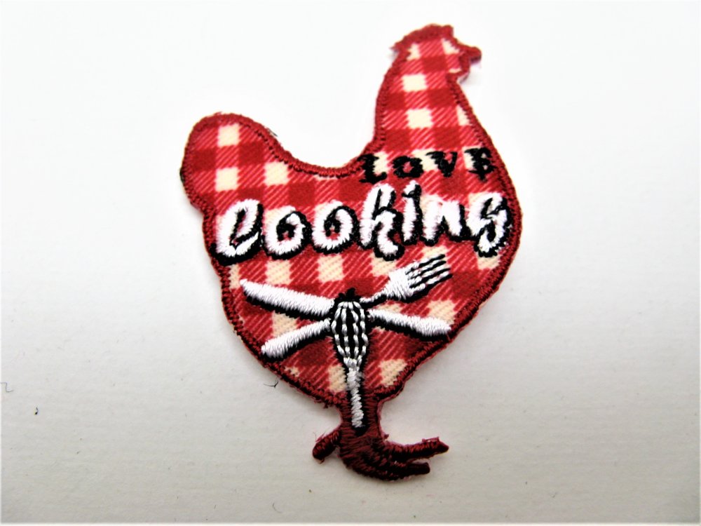 ECUSSON  POULE  POIS  ROUGES  THERMOCOLLANT