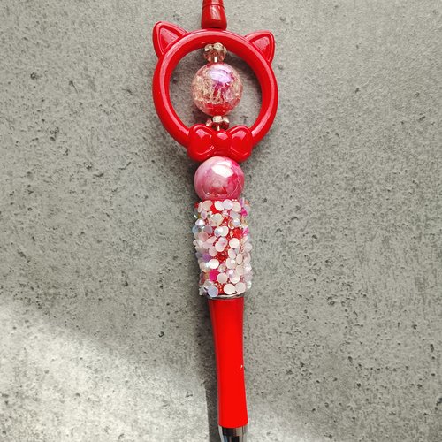 Stylo tête chat rouge 2