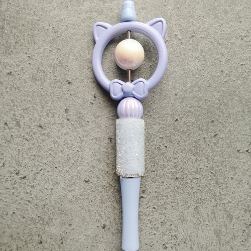 Stylo tête chat mauve 2