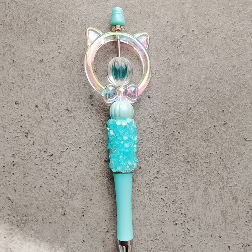 Stylo tête chat bleu