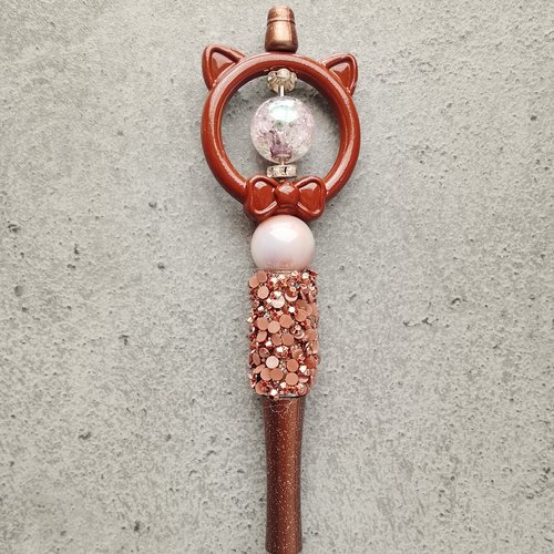 Stylo tête chat marron