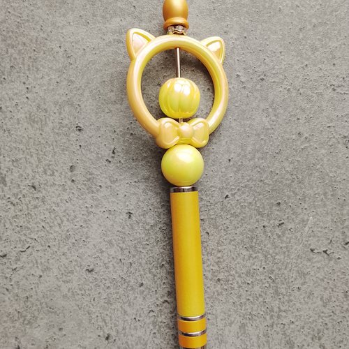 Stylet 2en1 1 tête de chat jaune
