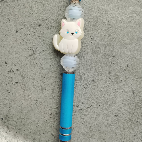 Stylet 2en1chat blanc bleu