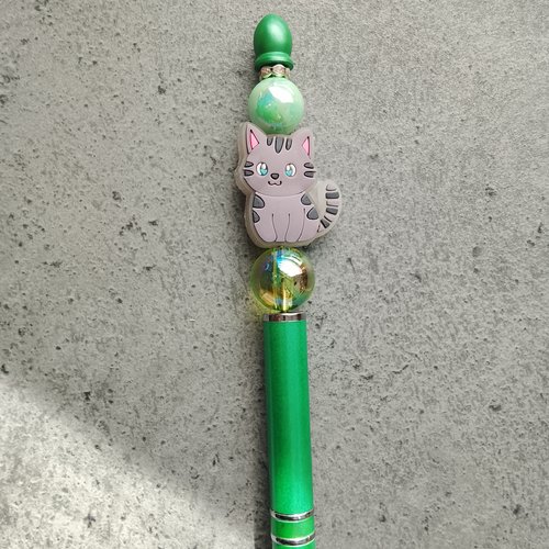 Stylet 2en1chat tigré vert