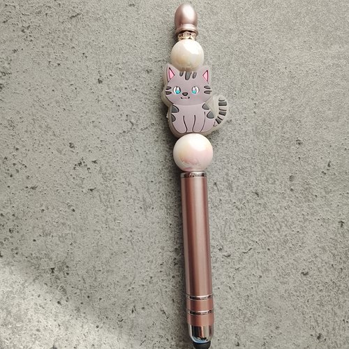 Stylet 2en1chat tigré argentée