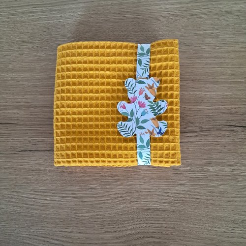 Essuie-mains carré en tissu nid d'abeilles 100 % coton - curry