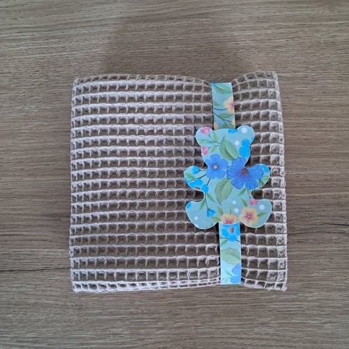 Essuie-mains carré en tissu nid d'abeilles 100 % coton - beige
