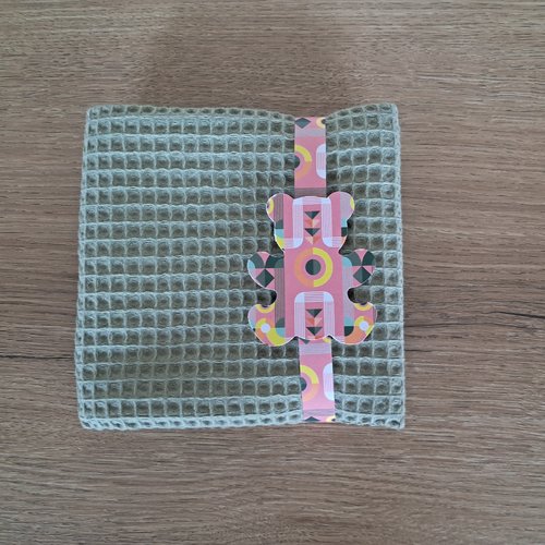 Essuie-mains carré en tissu nid d'abeilles 100 % coton - olive clair