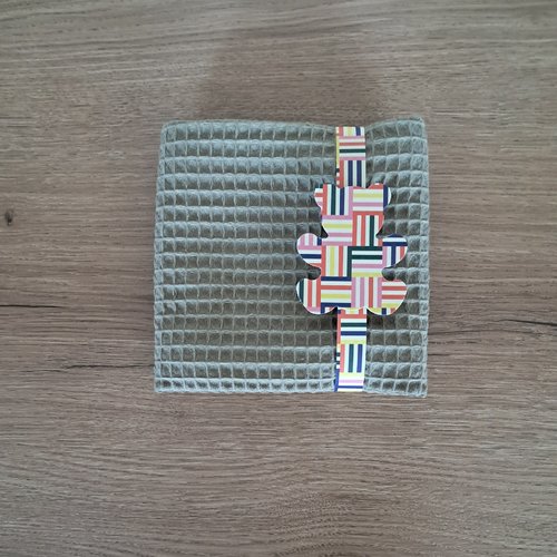 Essuie-mains carré en tissu nid d'abeilles 100 % coton -  olive clair
