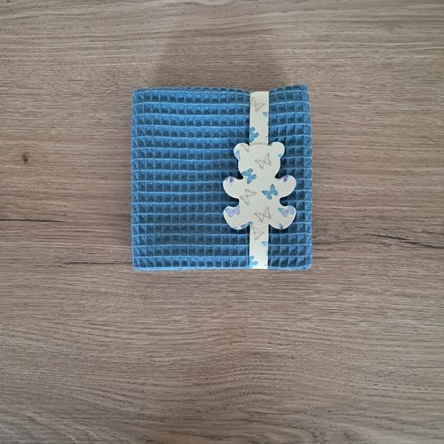 Essuie-mains carré en tissu nid d'abeilles 100 % coton - bleu pigeon