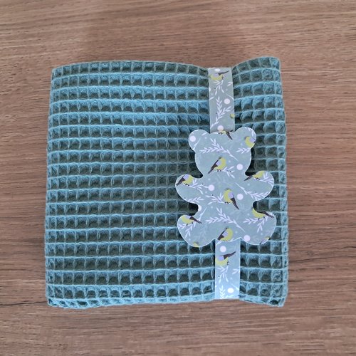 Essuie-mains carré en tissu nid d'abeilles 100 % coton - vert roseau