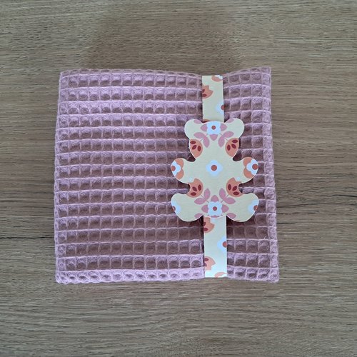 Essuie-mains carré en tissu nid d'abeilles 100 % coton - vieux rose