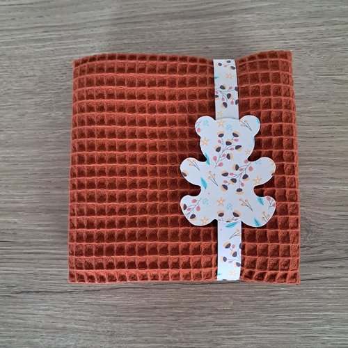 Essuie-mains carré en tissu nid d'abeilles 100 % coton - terracotta