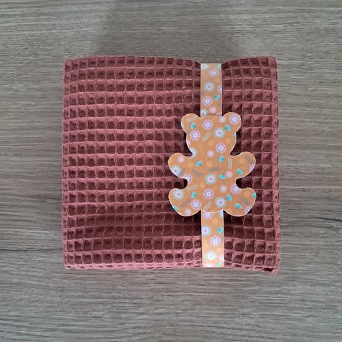 Essuie-mains carré en tissu nid d'abeilles 100 % coton - terracotta