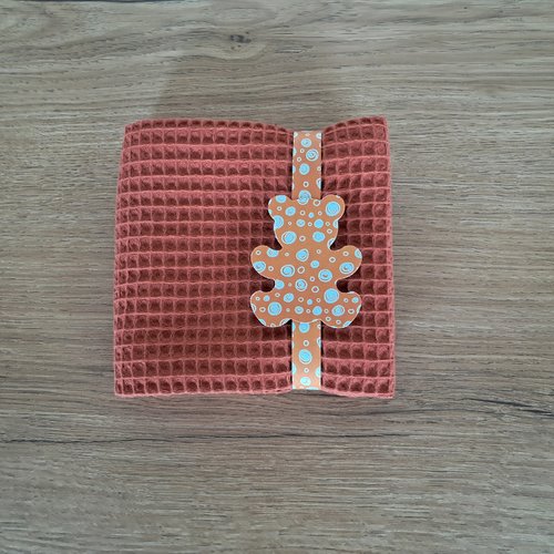 Essuie-mains carré en tissu nid d'abeilles 100 % coton - terracotta