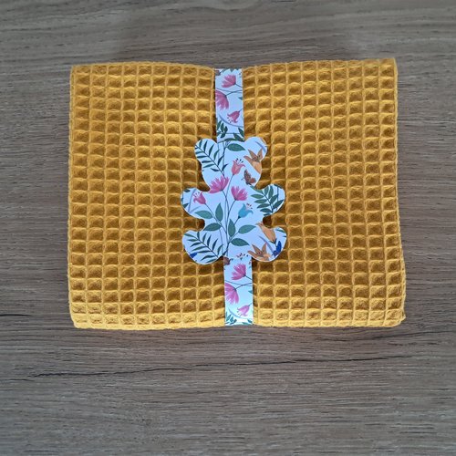 Essuie-mains rectangle en tissu nid d'abeilles 100 % coton - curry