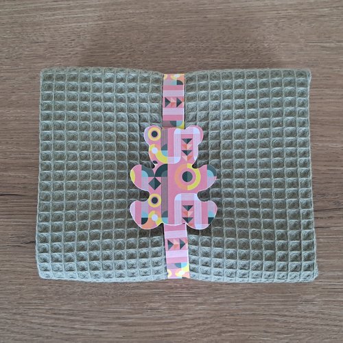 Essuie-mains rectangle en tissu nid d'abeilles 100 % coton - olive clair