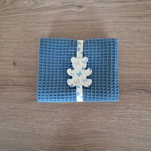 Essuie-mains rectangle en tissu nid d'abeilles 100 % coton - bleu pigeon