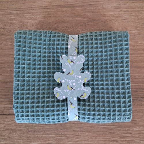 Essuie-mains rectangle en tissu nid d'abeilles 100 % coton - vert roseau