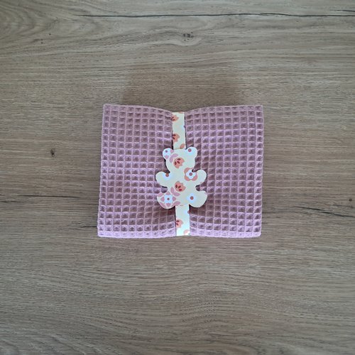 Essuie-mains rectangle en tissu nid d'abeilles 100 % coton - vieux rose