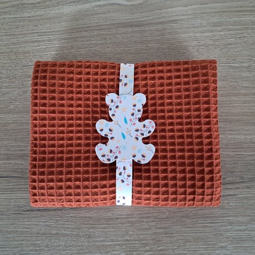 Essuie-mains rectangle en tissu nid d'abeilles 100 % coton - terracotta