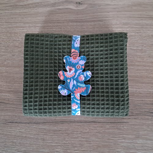 Essuie-mains rectangle en tissu nid d'abeilles 100 % coton - olive foncé
