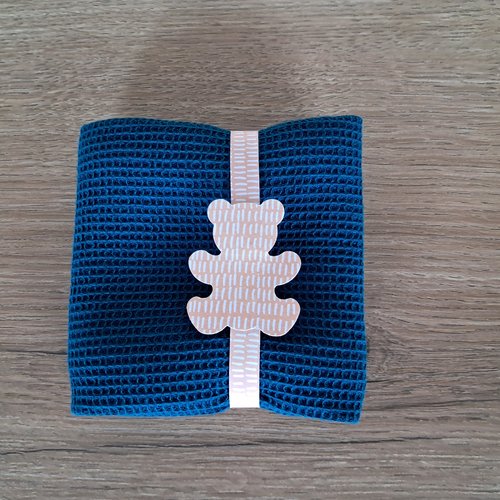 Essuie-mains carré en tissu mini nid d'abeilles 100 % coton - pétrole